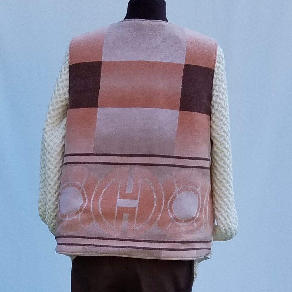 Women Reversible Vest - With Leather Trim Matching Purse - Plaid